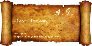 Alexy István névjegykártya