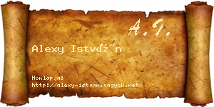 Alexy István névjegykártya